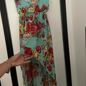 Forever 21 Flower Hi Low Long Dress S